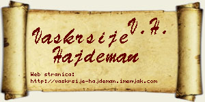 Vaskrsije Hajdeman vizit kartica